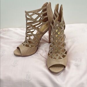 XOXO Tan Heels with stiletto heel.